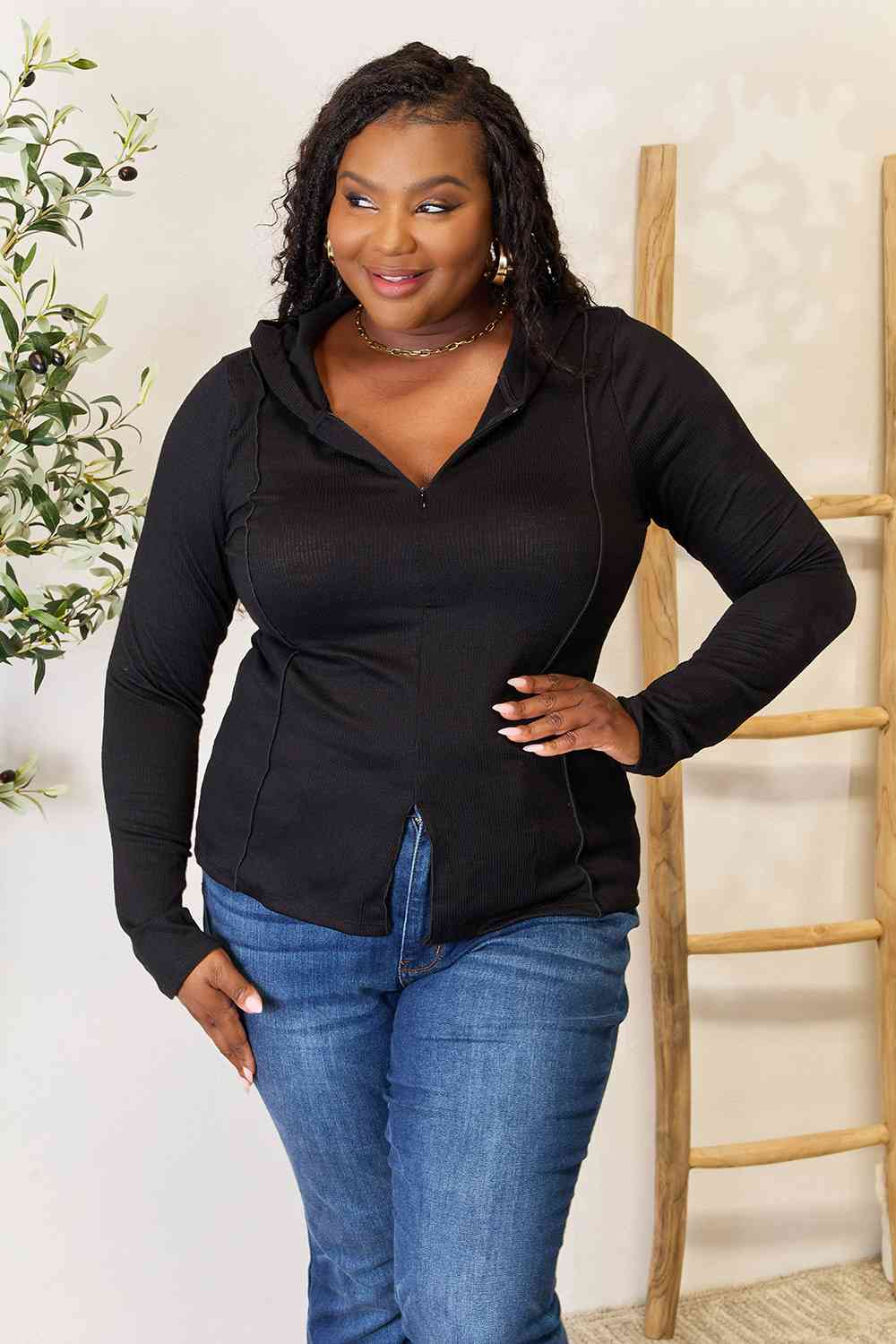 Teagan Exposed Seam Long Sleeve Hoodie