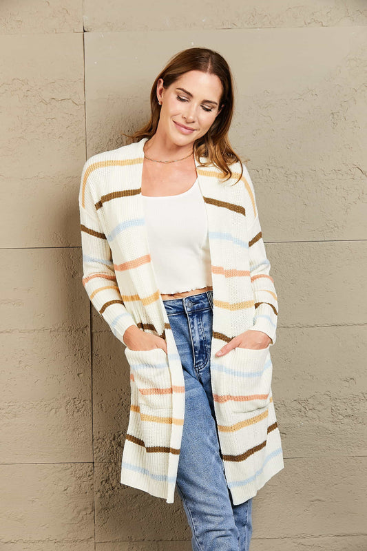 Best Of Me Rib-Knit Striped Cardigan