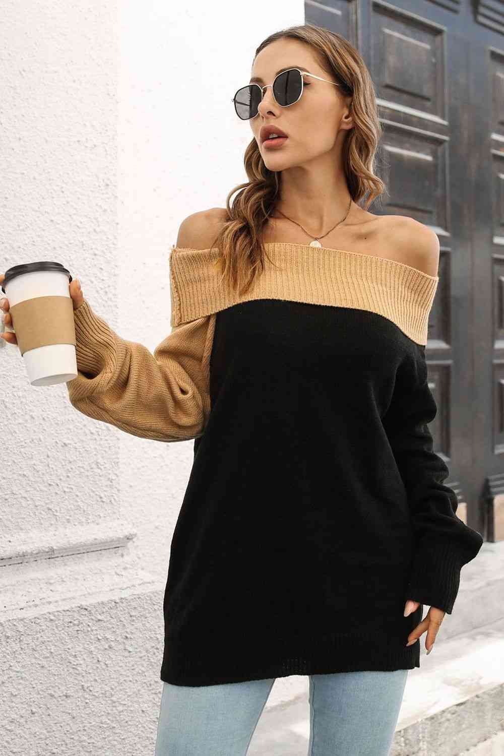 Alanna Ribbed Off-Shoulder Sweater