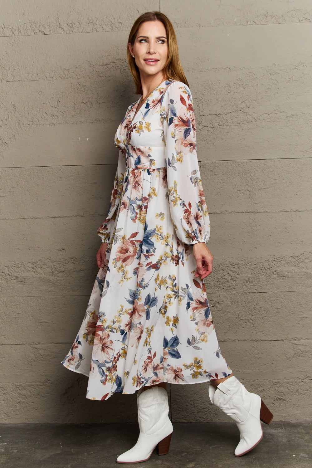Melissa Chiffon Floral Midi Dress