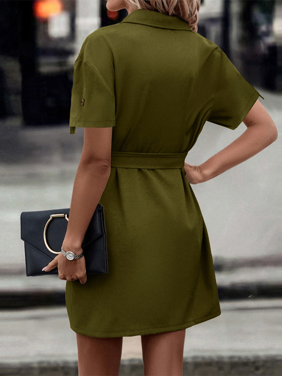 Hustle For It Tie Waist Mini Dress