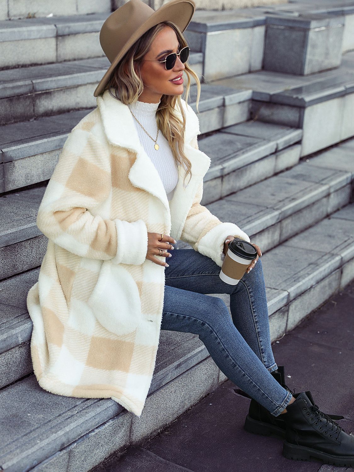 Let's Play Plaid Button Down Coat