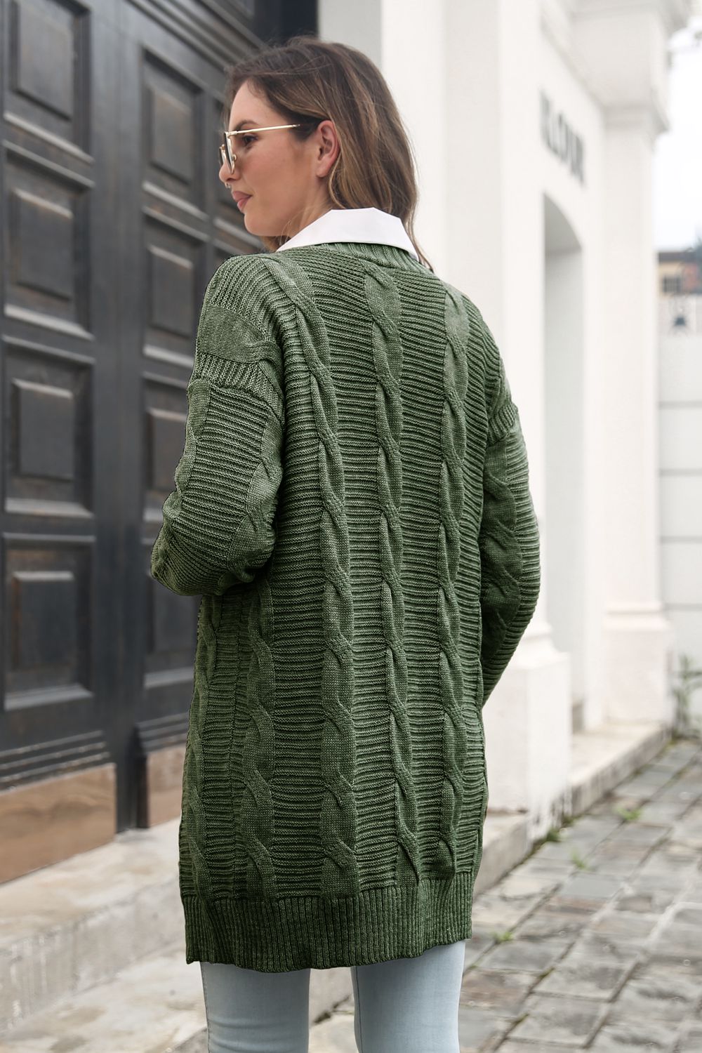 Here For It Cable-Knit Cardigan