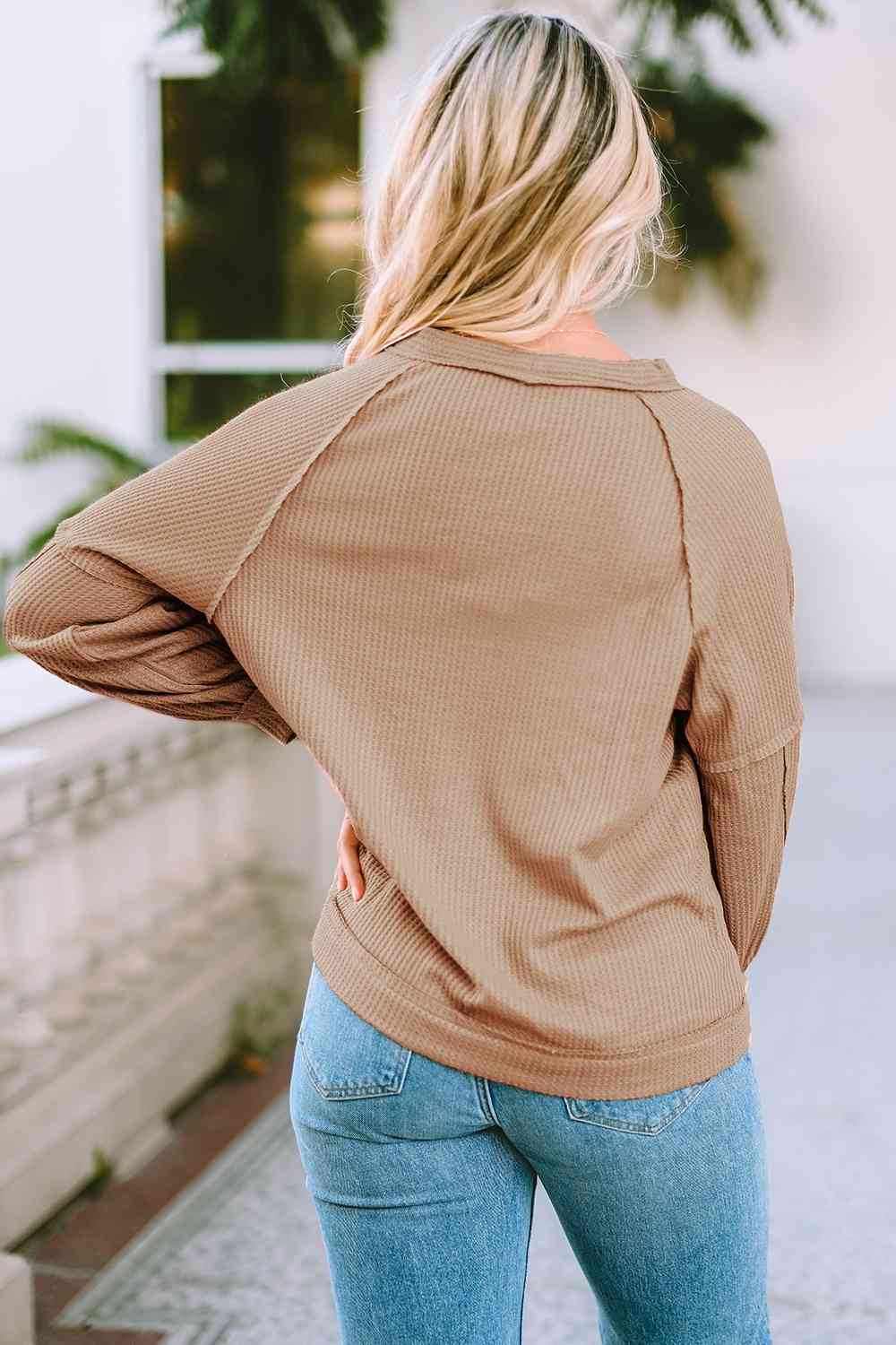 Isabelle Button Down Waffle Knit Shirt