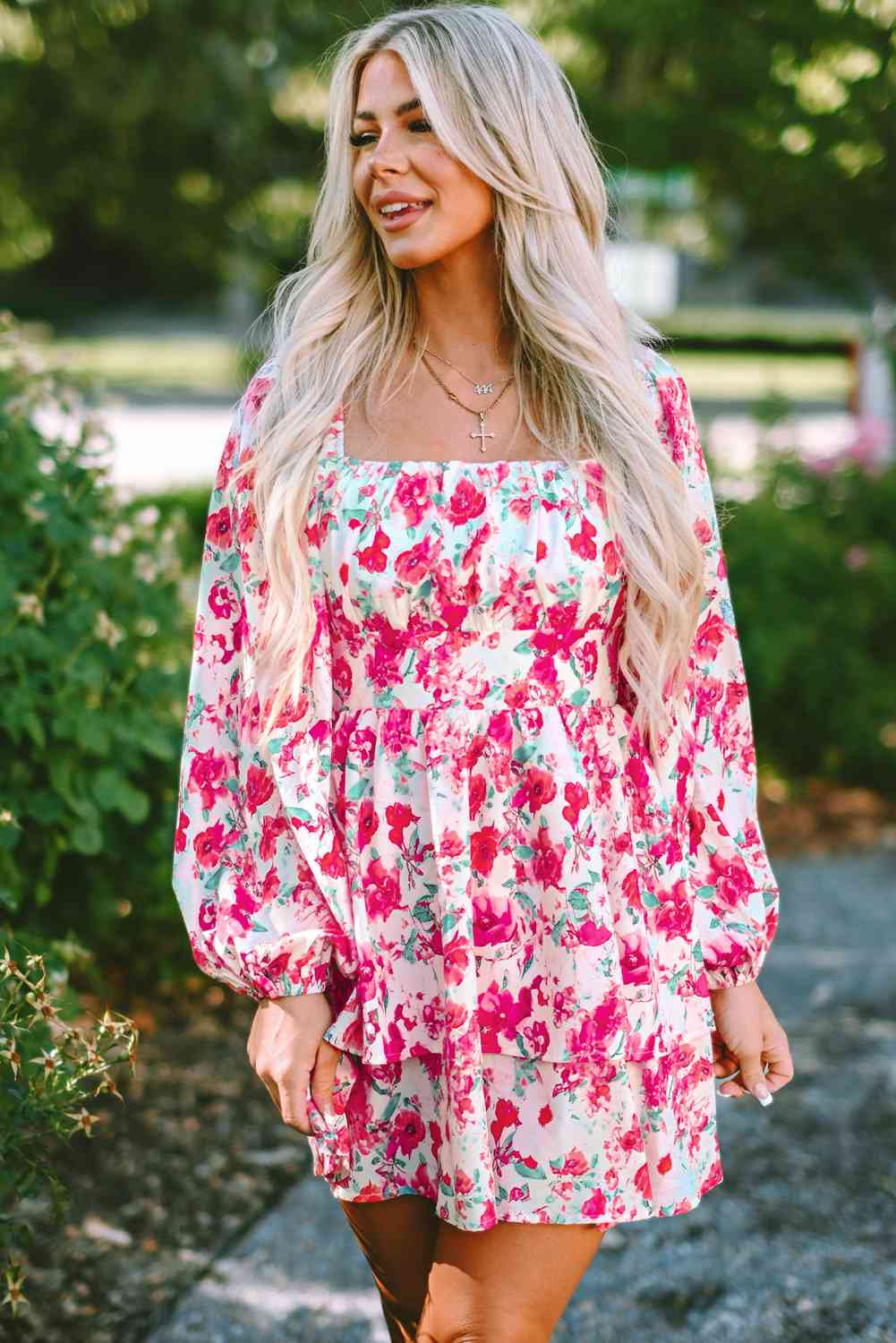 Evolving Floral Layered Mini Dress