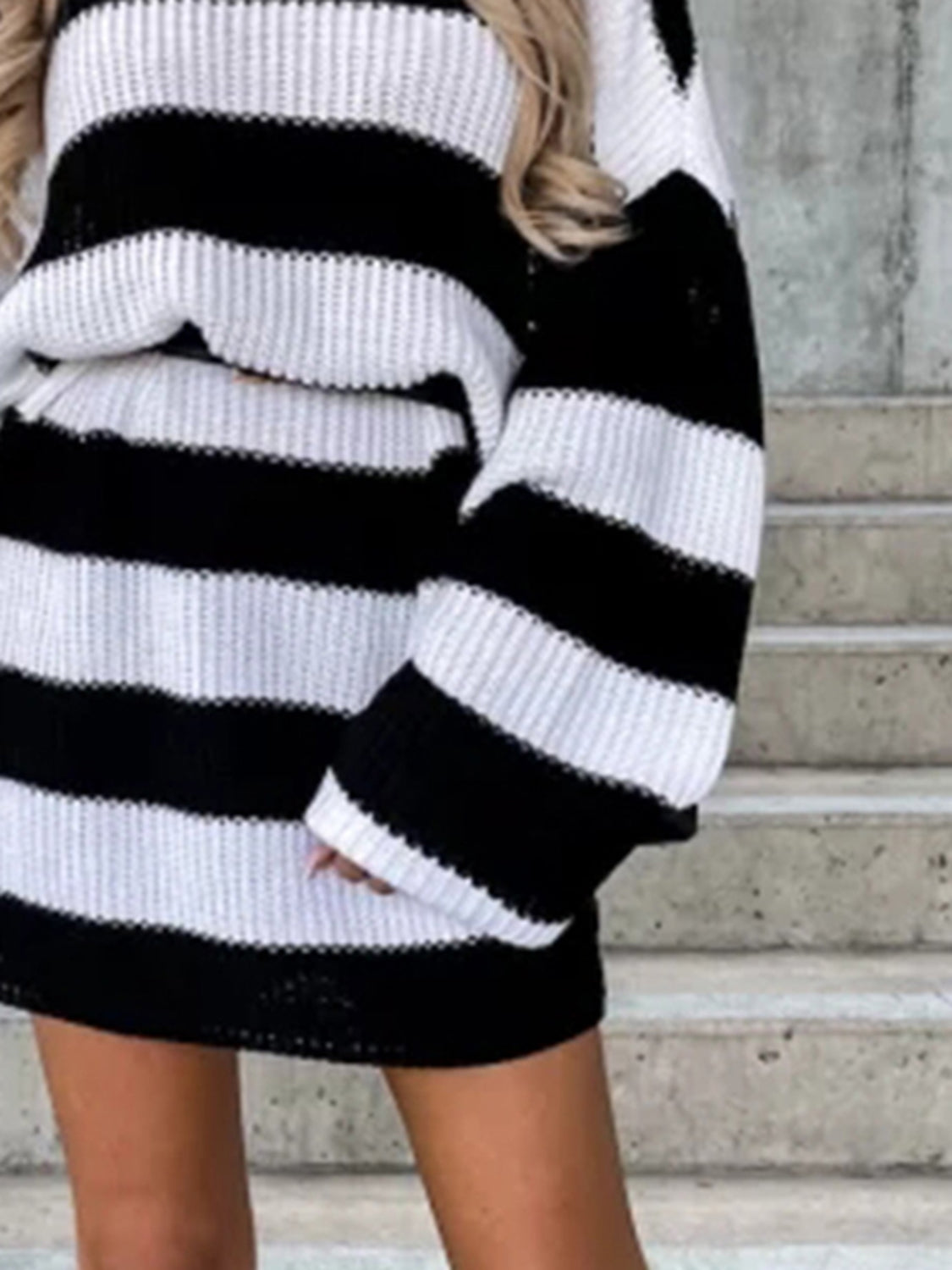 Khloe Striped Turtleneck Sweater Dress
