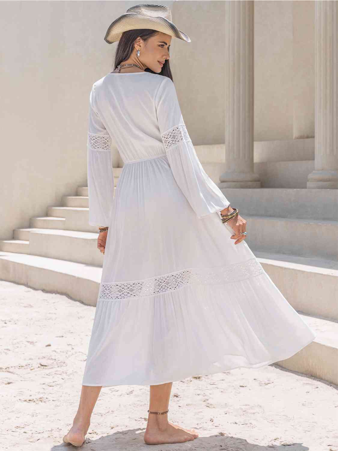 Olivia Tie Neck Balloon Sleeve Midi Dress