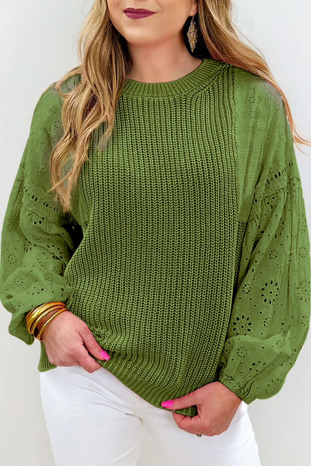 Fiona Eyelet Long Sleeve Sweater