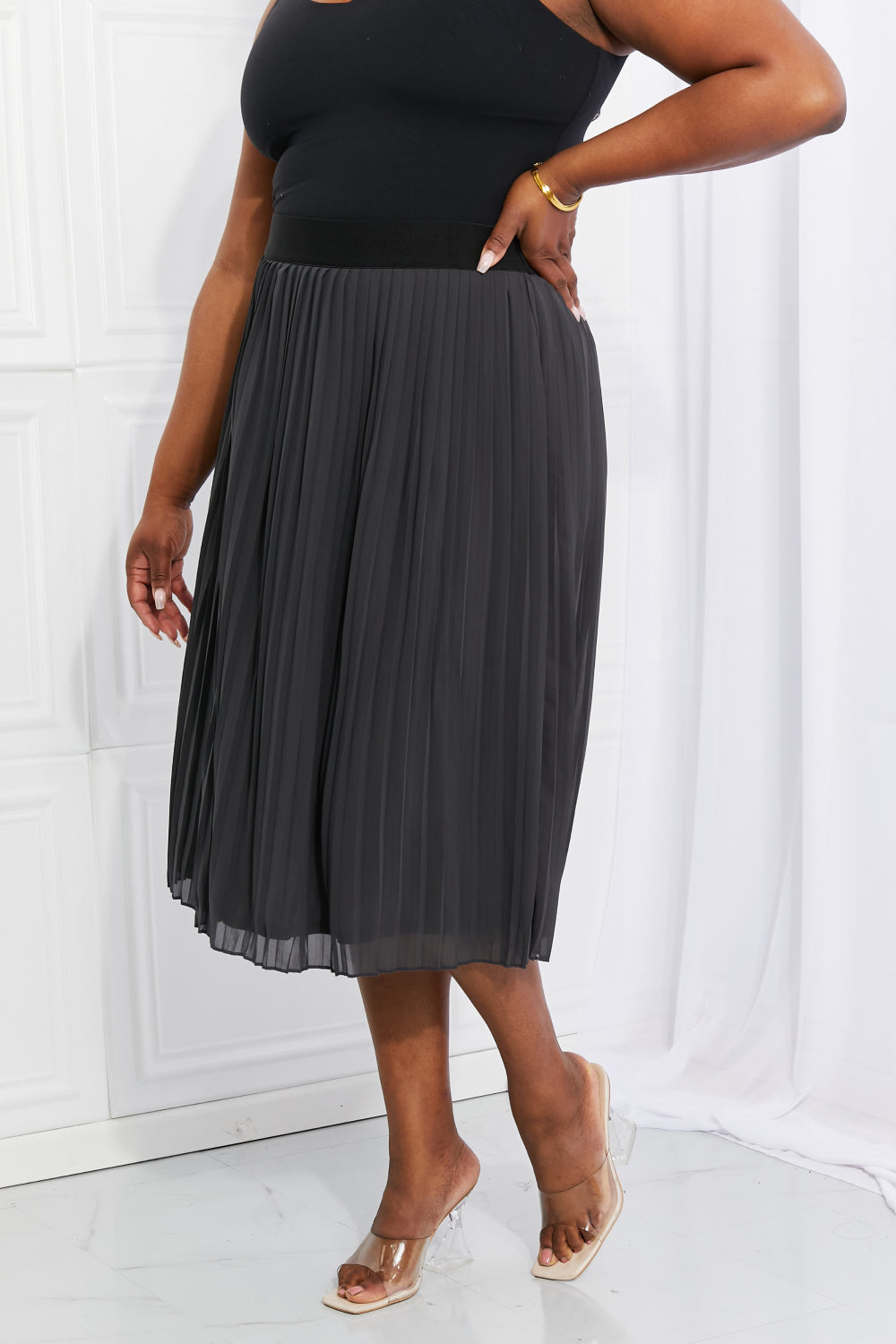 Romantic Pleated Chiffon Midi Skirt