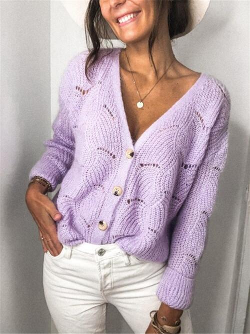 Virginia Openwork Button Up Long Sleeve Cardigan