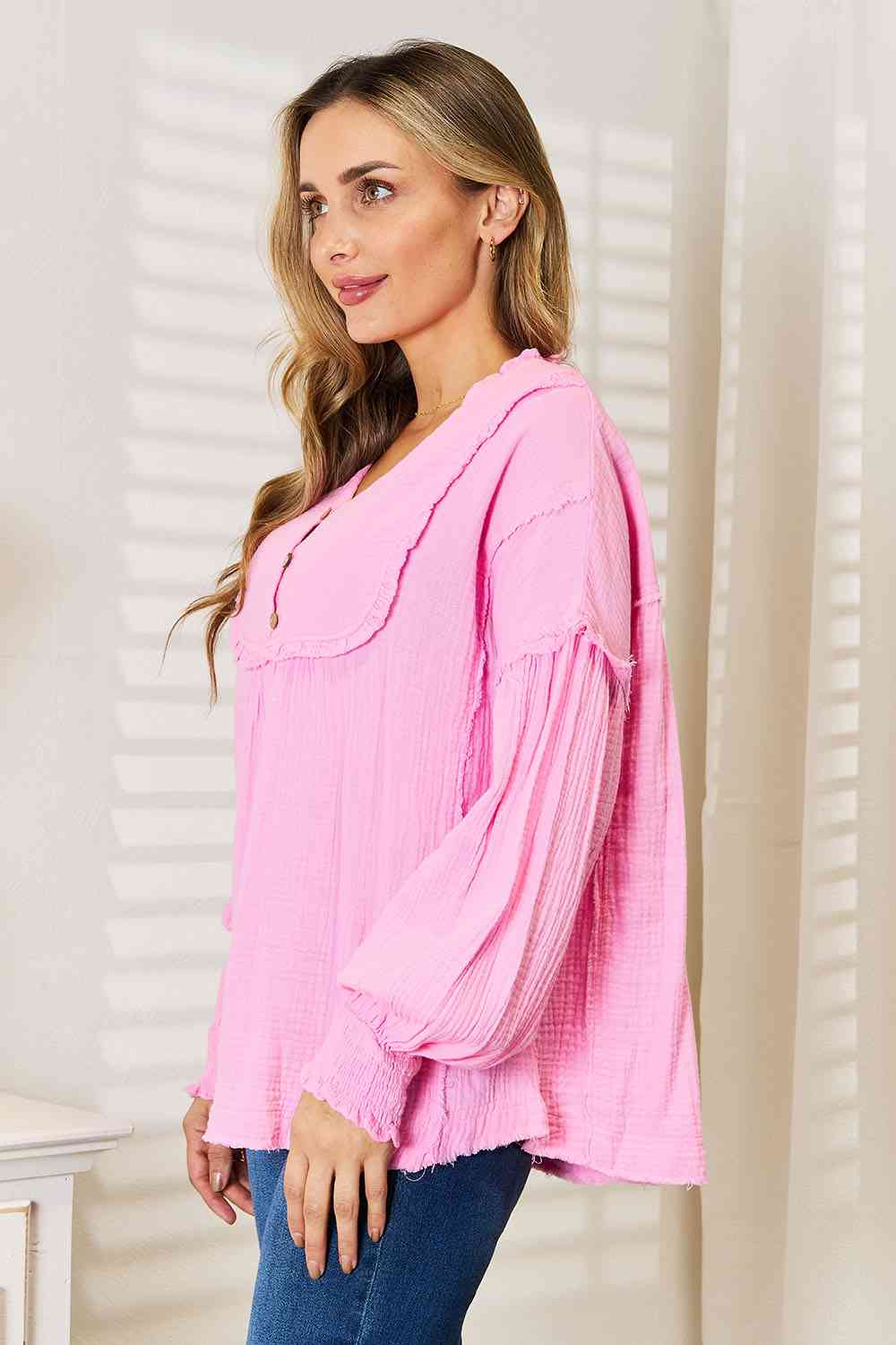 Sevyn Exposed Seam Buttoned Blouse