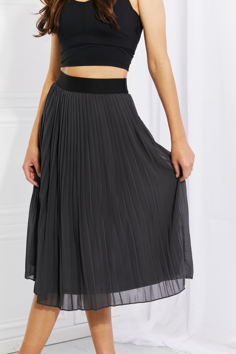 Romantic Pleated Chiffon Midi Skirt