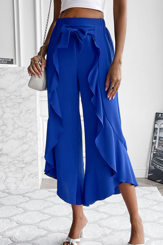 Valentina Ruffle Trim Wide Leg Pants