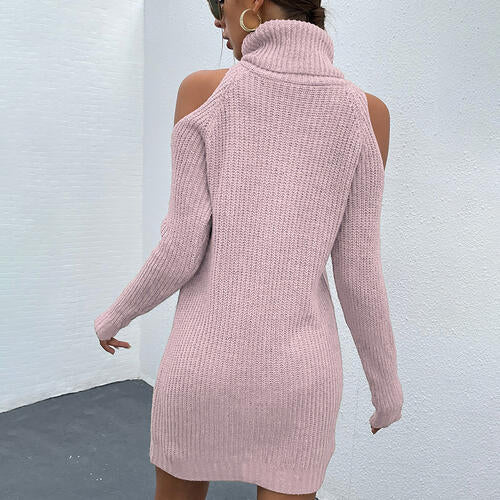 Hayley Cold Shoulder Turtleneck Sweater Dress