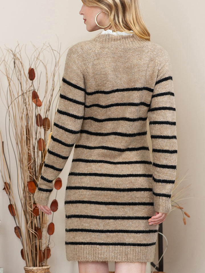 Keeping Warm Striped Sweater Dress