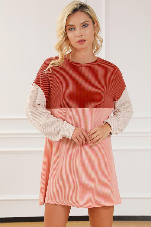 Millie Color Block Long Sleeve Tee Dress