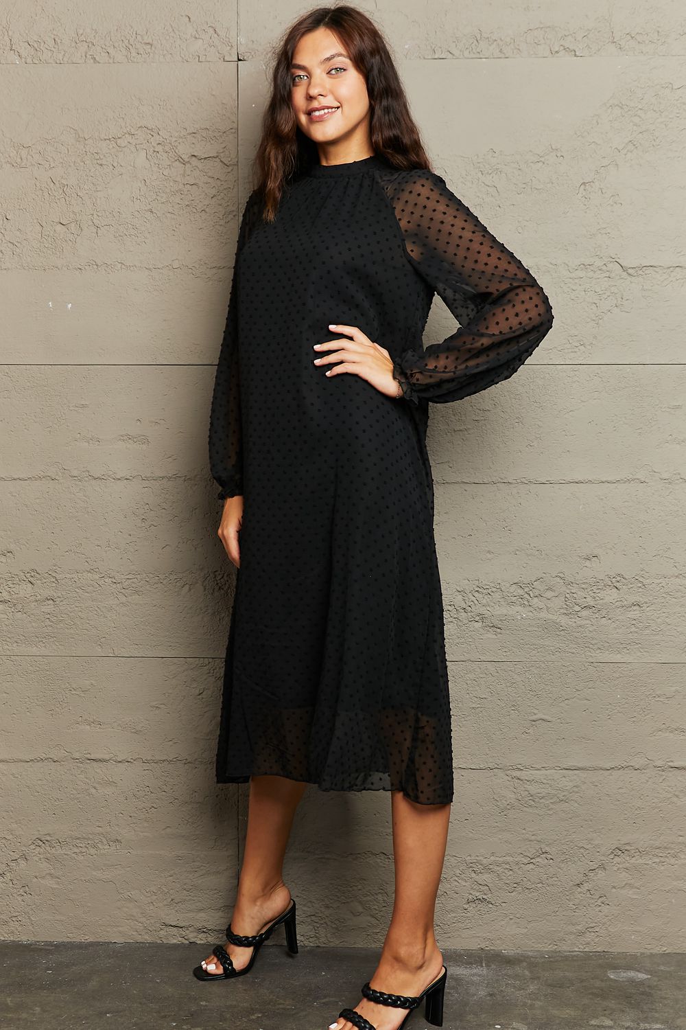 Into The Night Long Sleeve Midi Dress