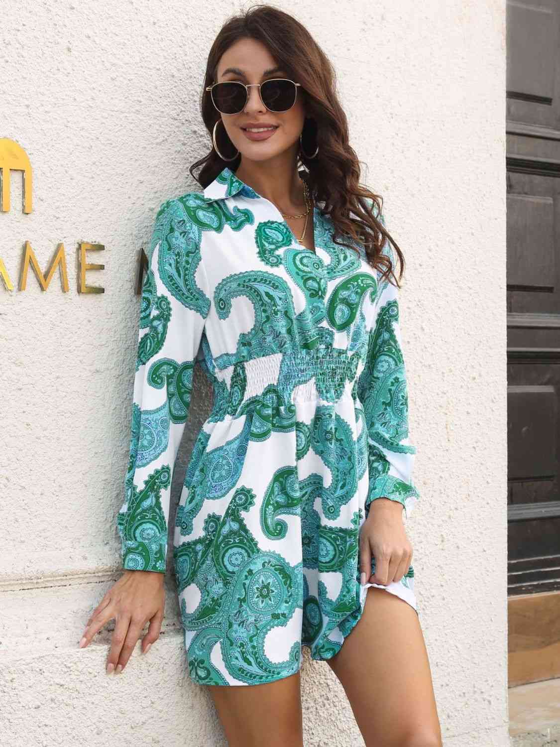 Debra Paisley Smocked Dress