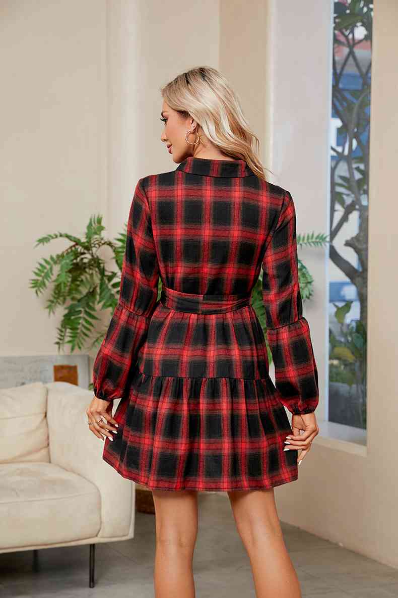 Ava Plaid Tie Waist Mini Dress