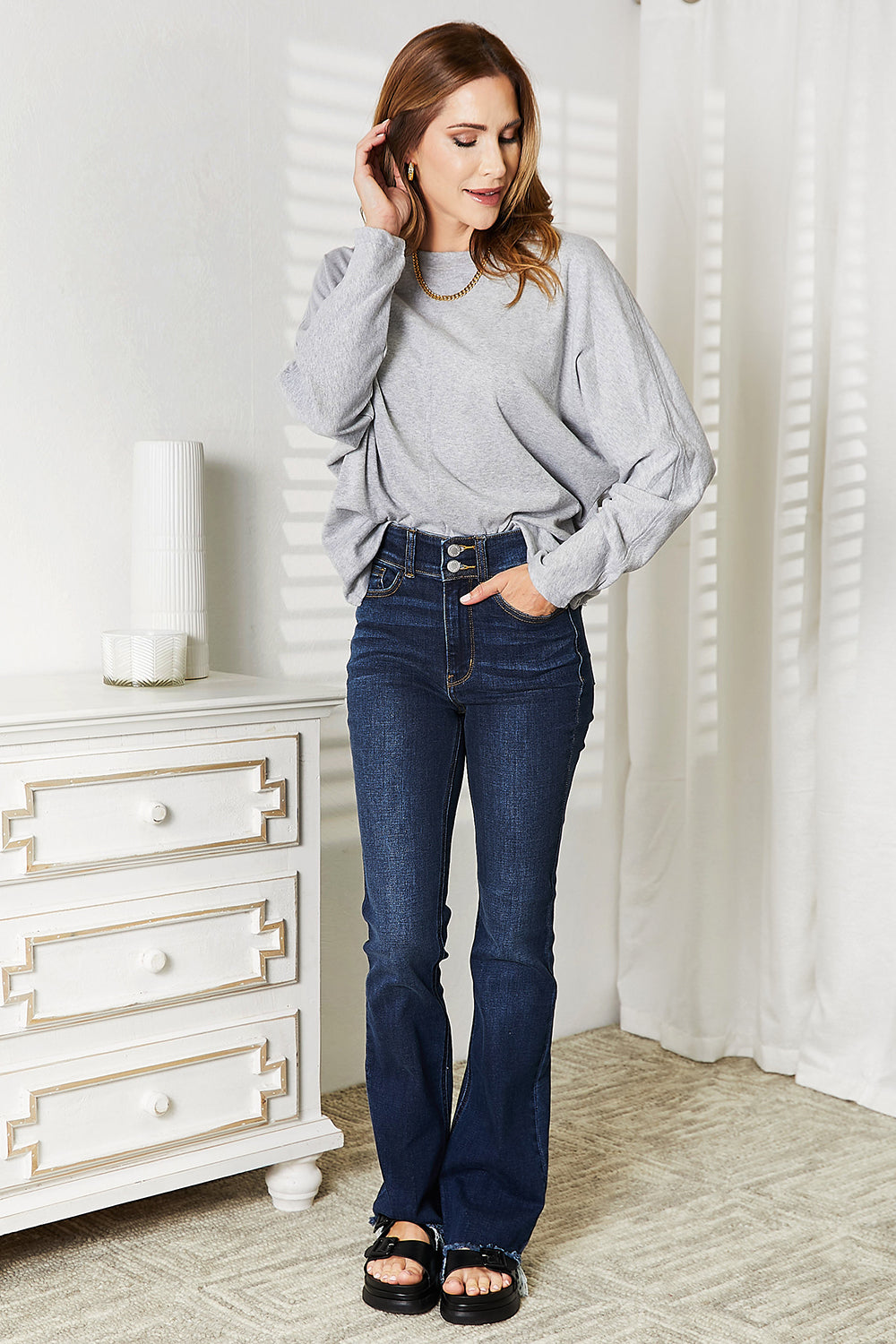 Madison Seam Detail Long Sleeve Top