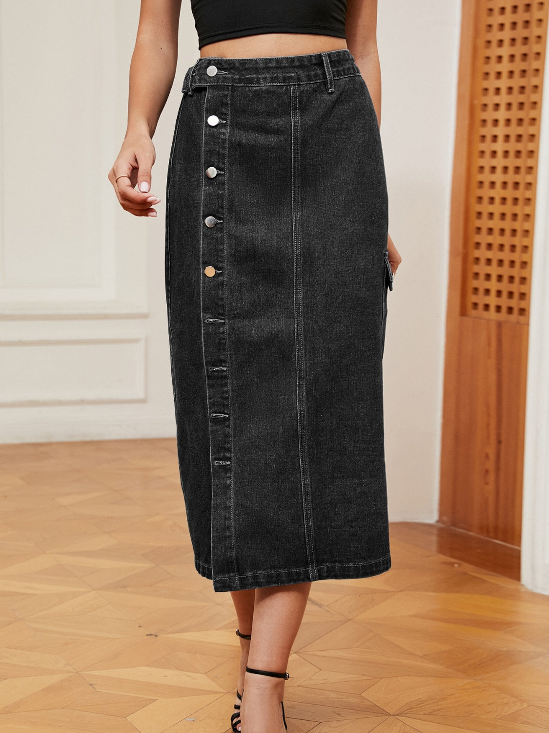 Mackenzie Button Down Denim Skirt