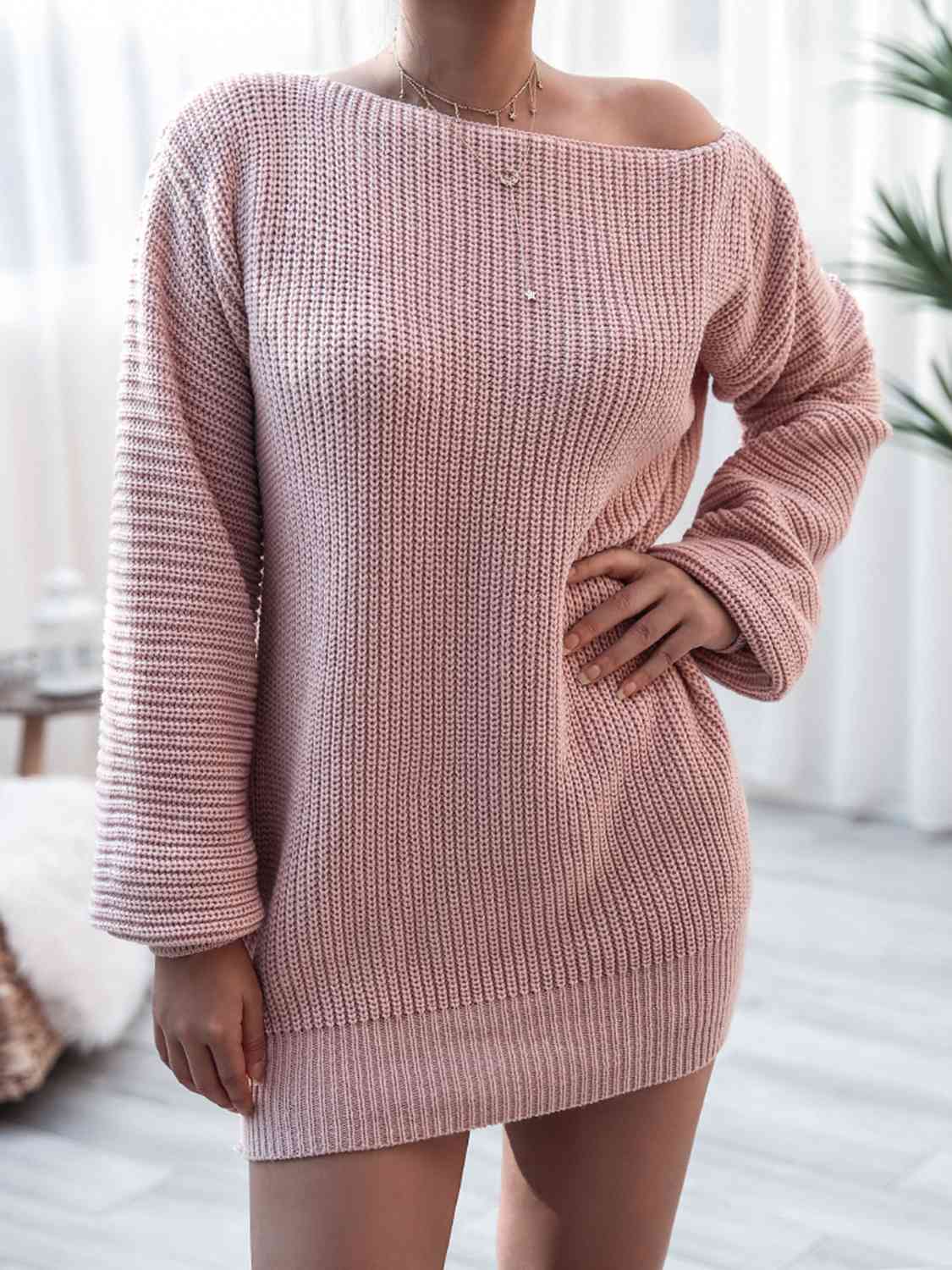 Charlotte Rib-Knit Mini Sweater Dress