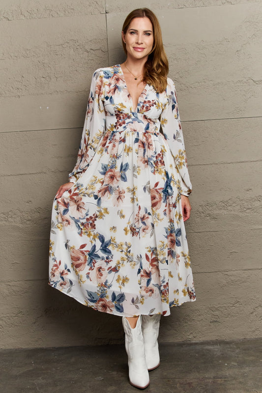 Melissa Chiffon Floral Midi Dress