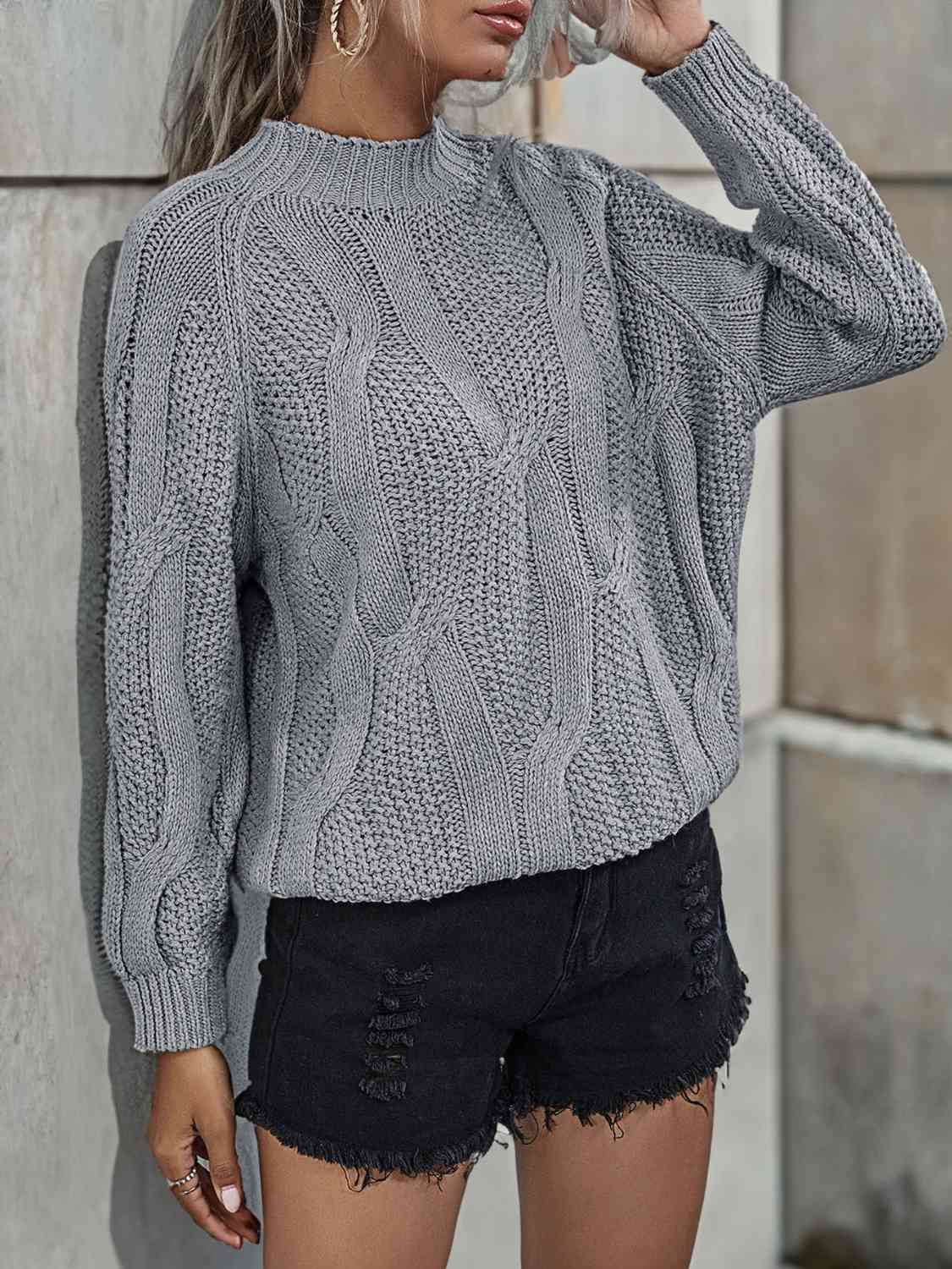Sasha Rib-Knit Mock Neck Sweater