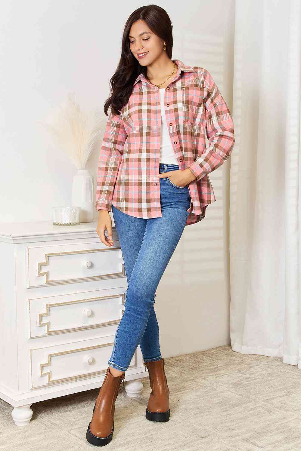 Kendra Plaid Long Sleeve Button-Up Shirt