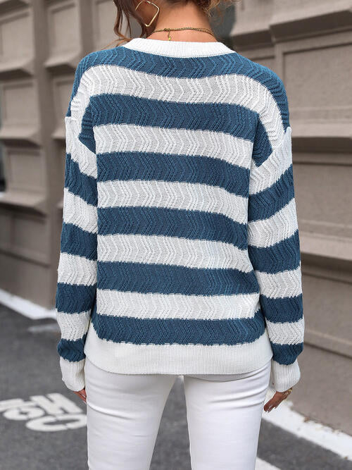 Skylar Striped Round Neck Sweater