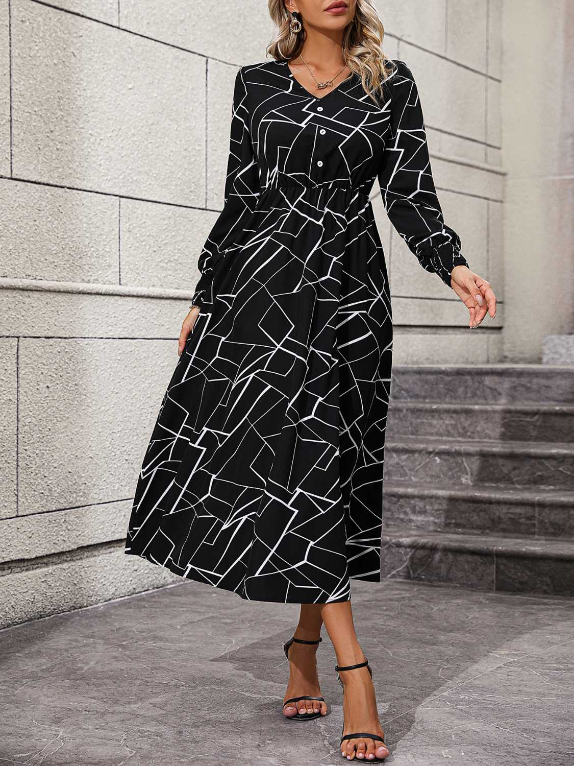 Uptown Girl Geometric Midi Dress