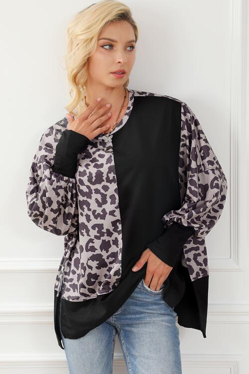 Fierce Leopard Lantern Sleeve Sweatshirt