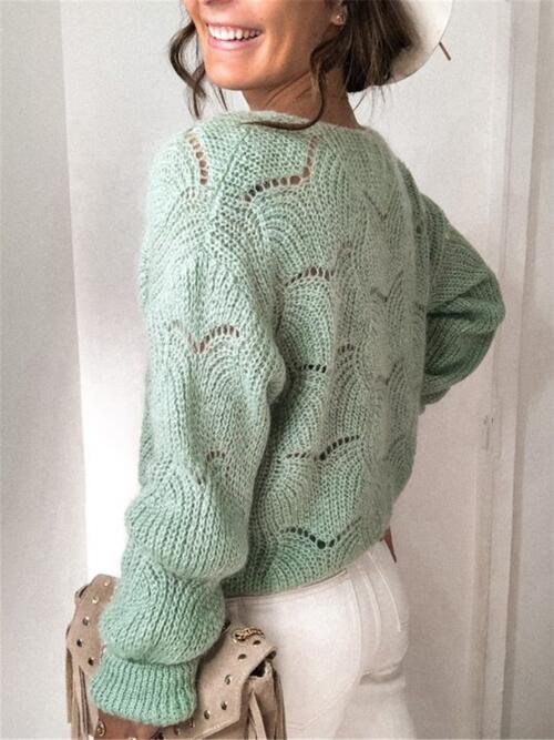Virginia Openwork Button Up Long Sleeve Cardigan