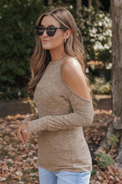 Louisa Heathered Cold Shoulder Shirt