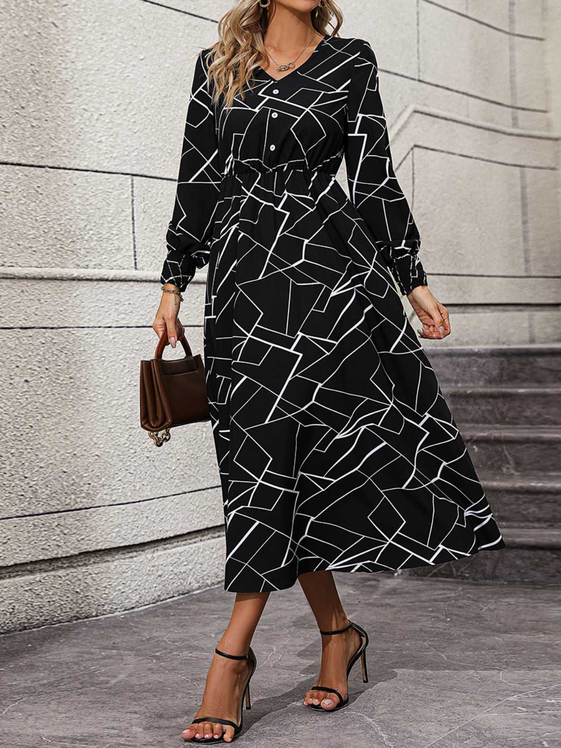 Uptown Girl Geometric Midi Dress