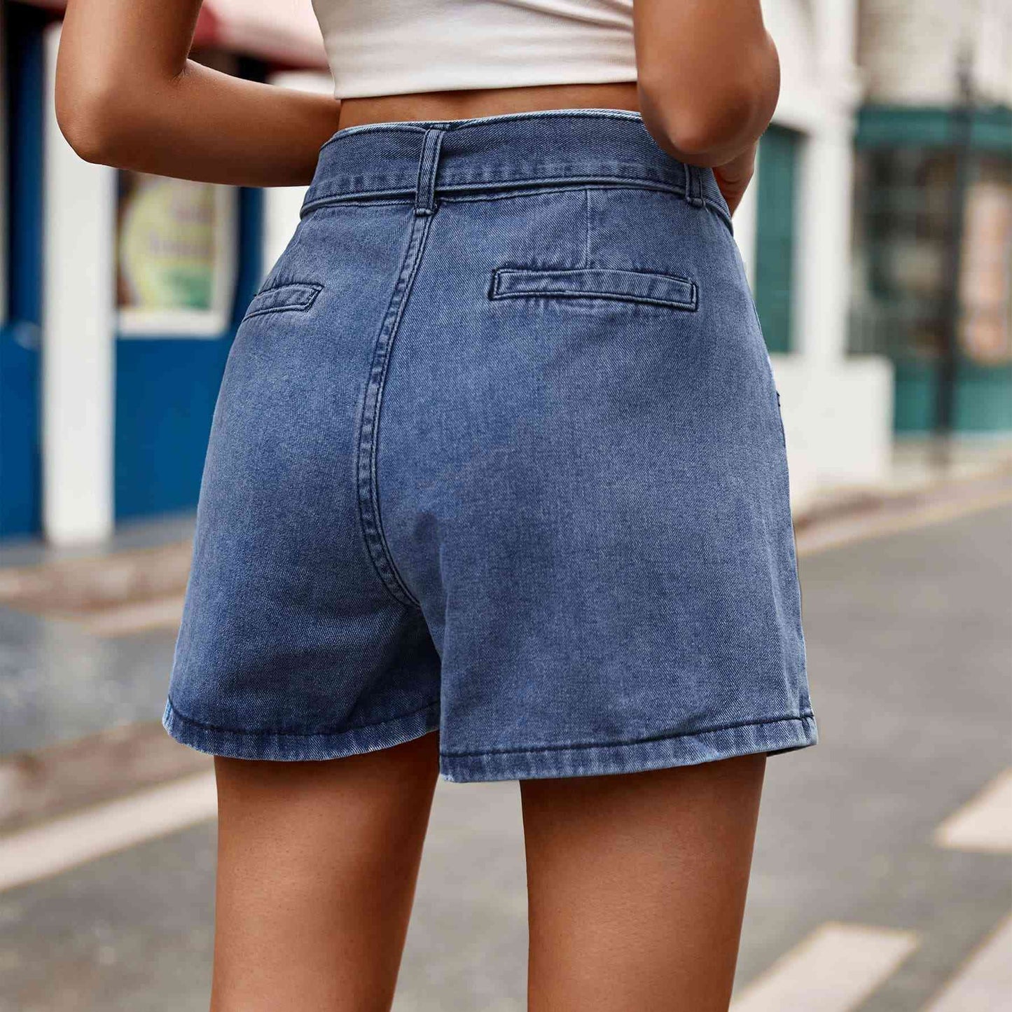 Hallie Tie Belt Denim Shorts