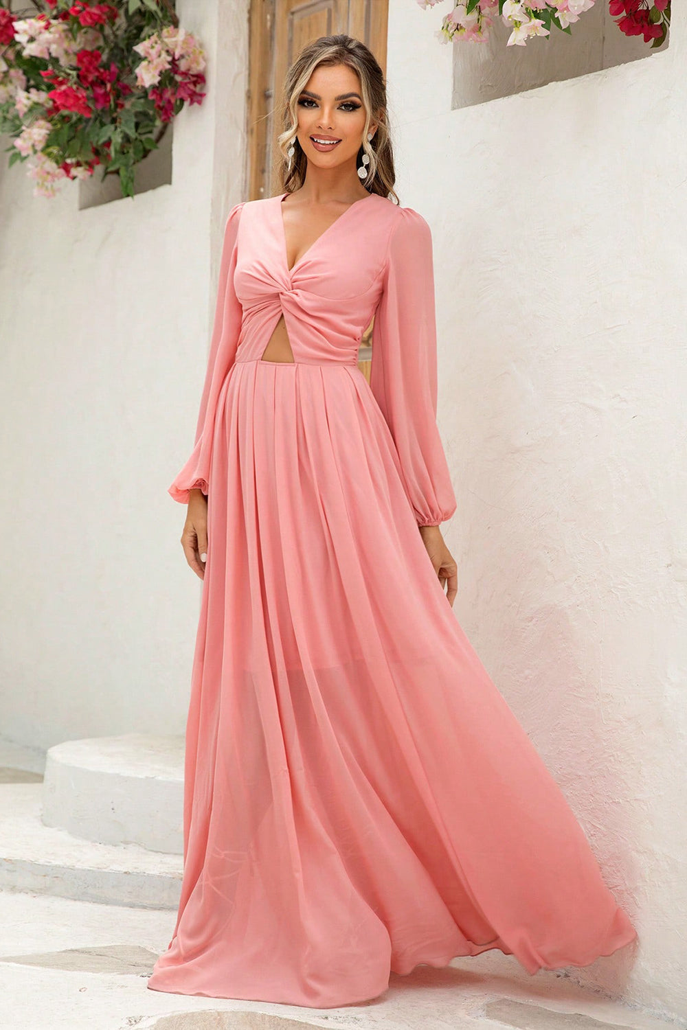 Royal Affair Twist Front Cutout Maxi Dress