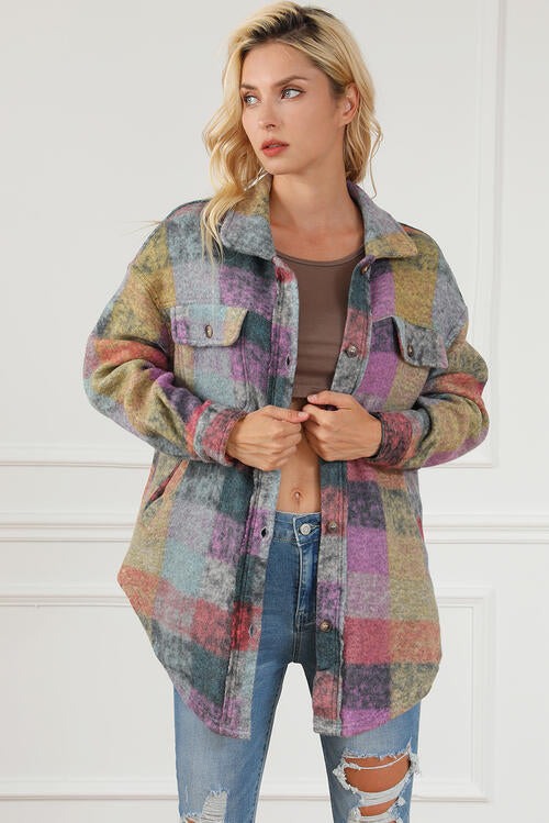 Alexa Plaid Button Front Jacket