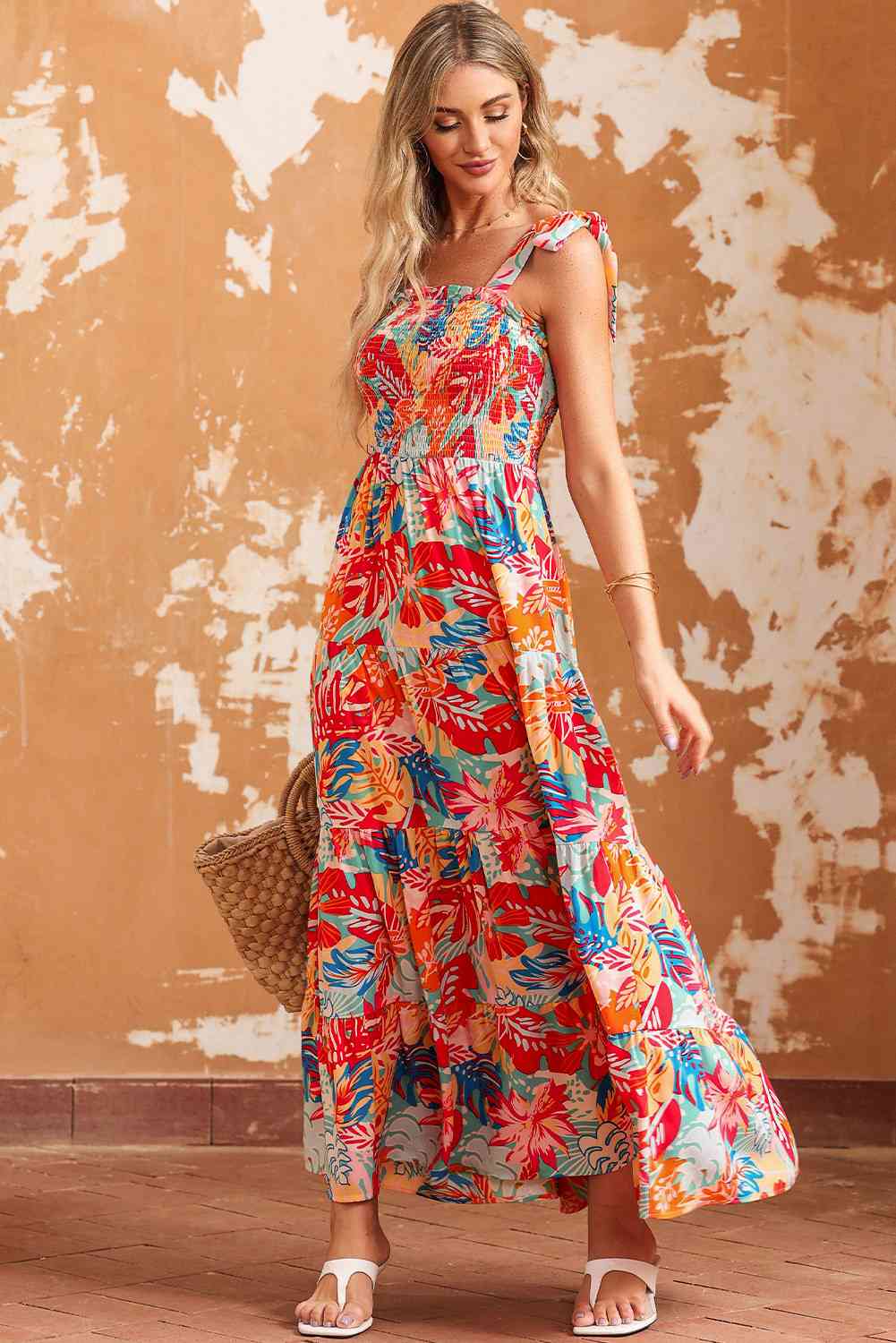 Emmalyn Tie Shoulder Smocked Maxi Dress