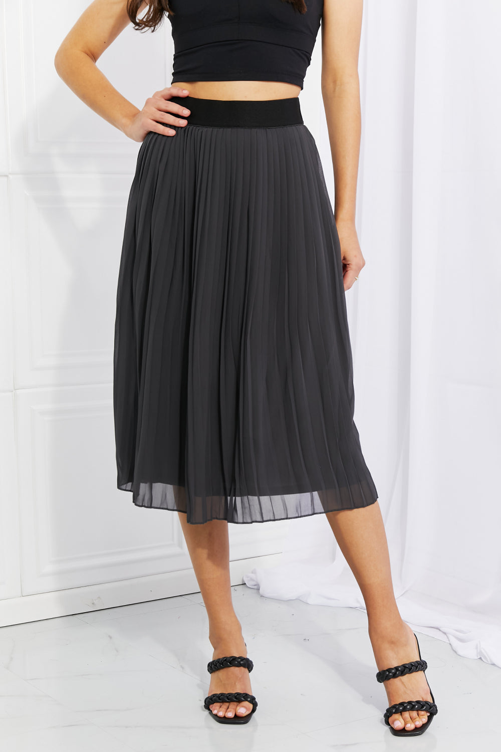 Romantic Pleated Chiffon Midi Skirt