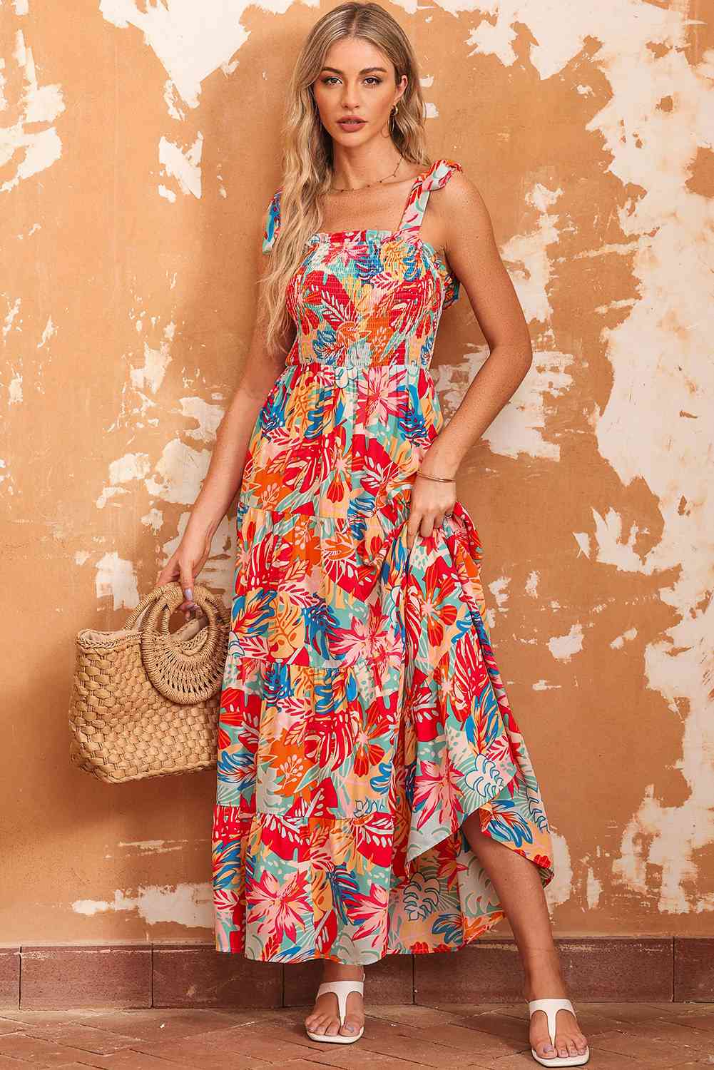 Emmalyn Tie Shoulder Smocked Maxi Dress