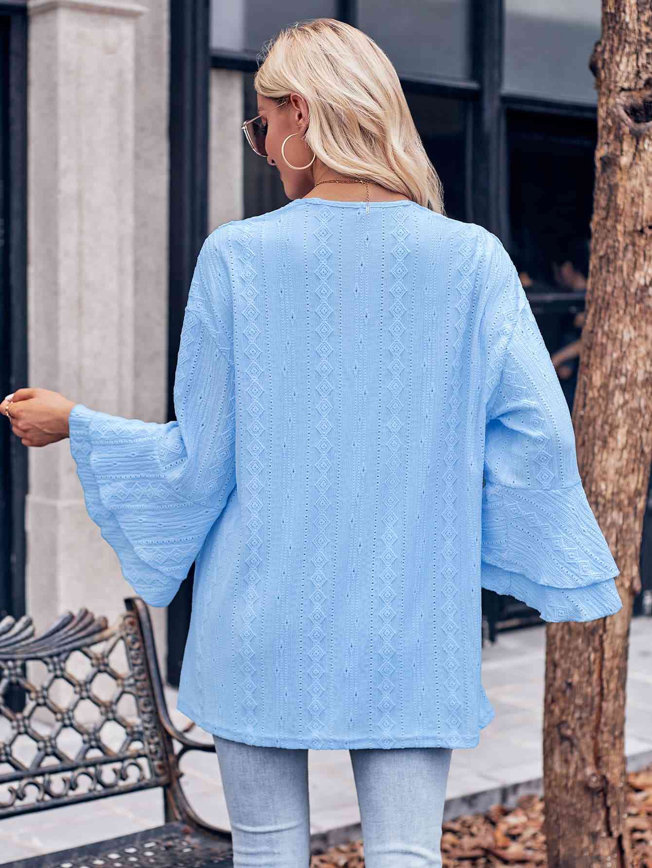 Anne Eyelet Bell Sleeve Cardigan