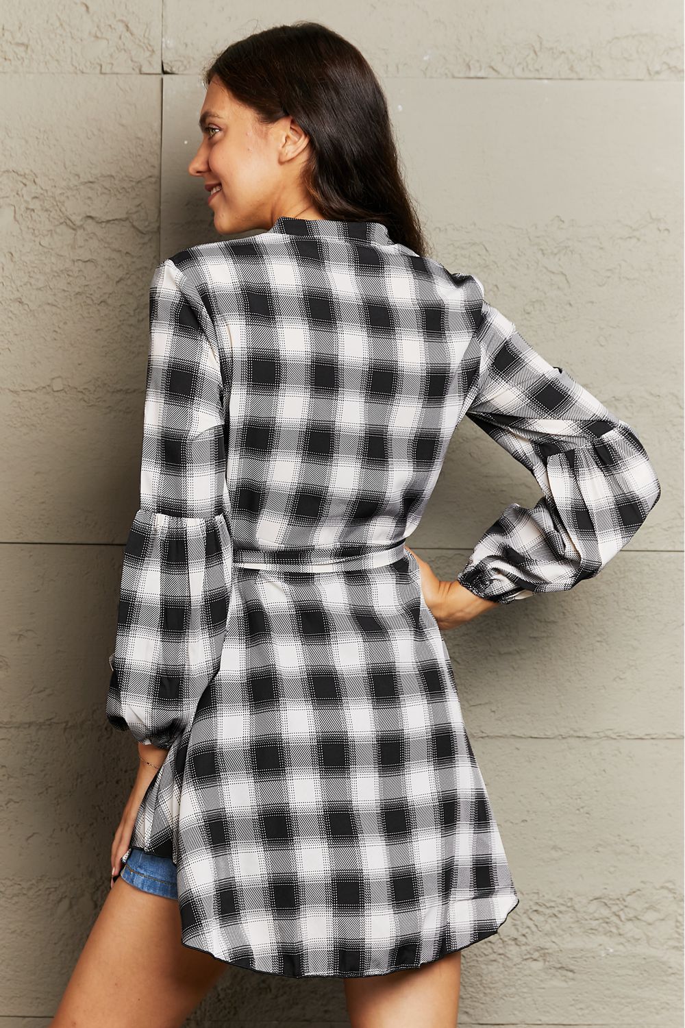 Eve Plaid Tie Waist Mini Dress