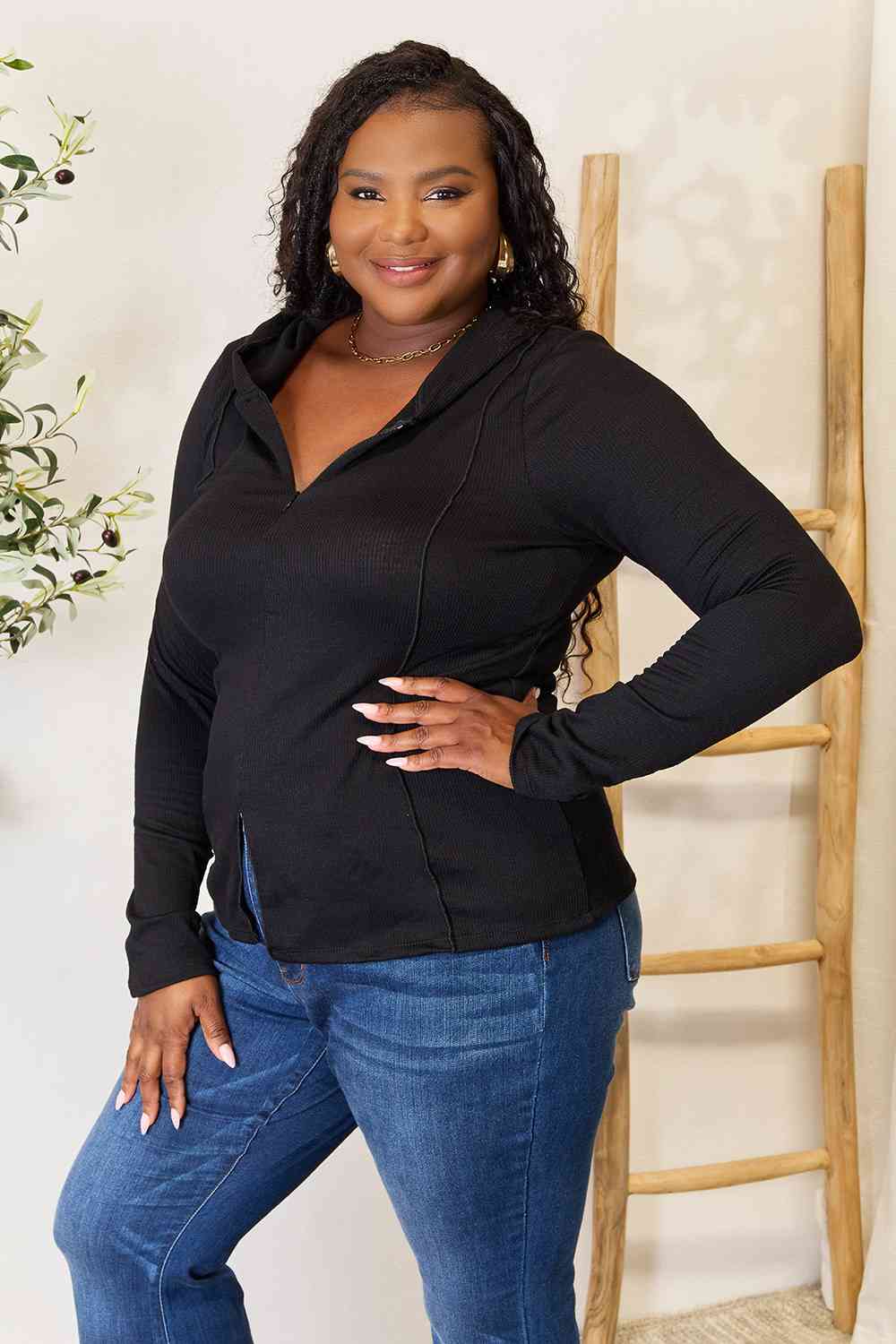 Teagan Exposed Seam Long Sleeve Hoodie