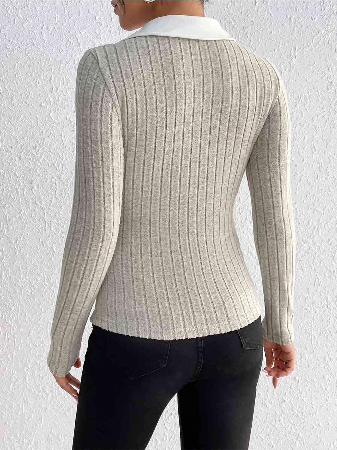 Lauren Ribbed Long Sleeve Blouse