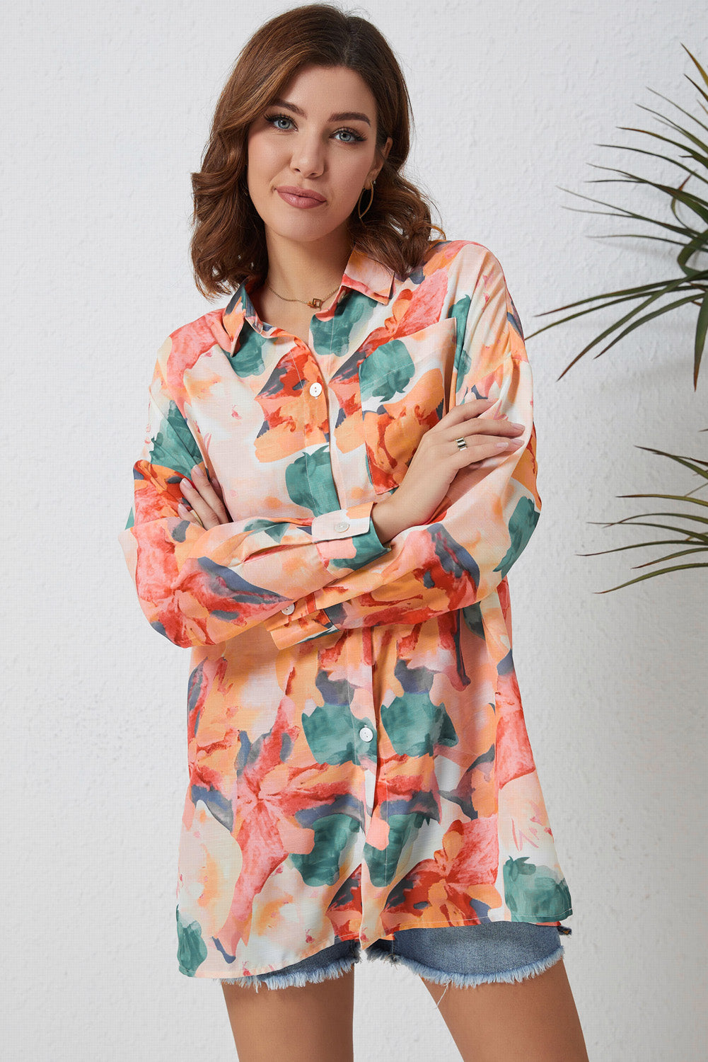 Time To Grow Floral Longline Shirt