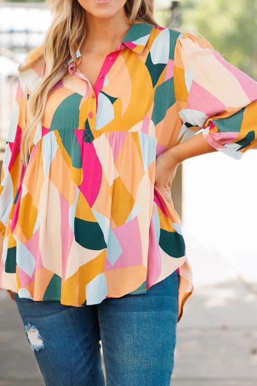 Cora Collared Neck Long Sleeve Blouse