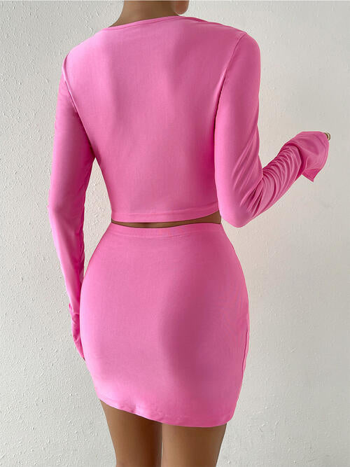 Kassidy Twisted Round Neck Top and Skirt Set