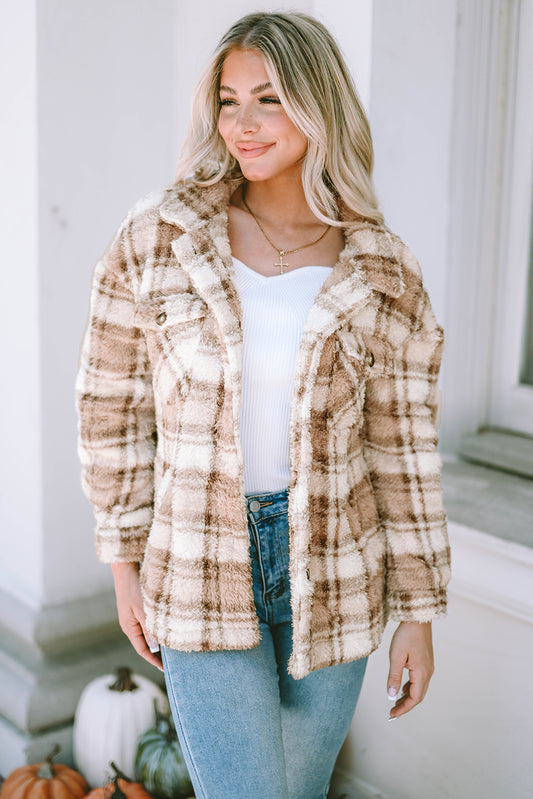 Spice Harvest Plaid Teddy Jacket
