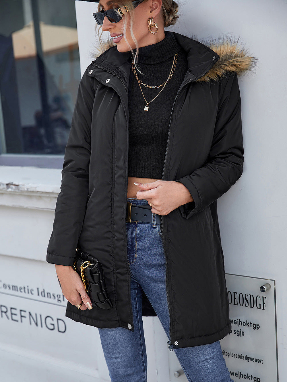 Josie Faux Fur Trim Hooded Jacket